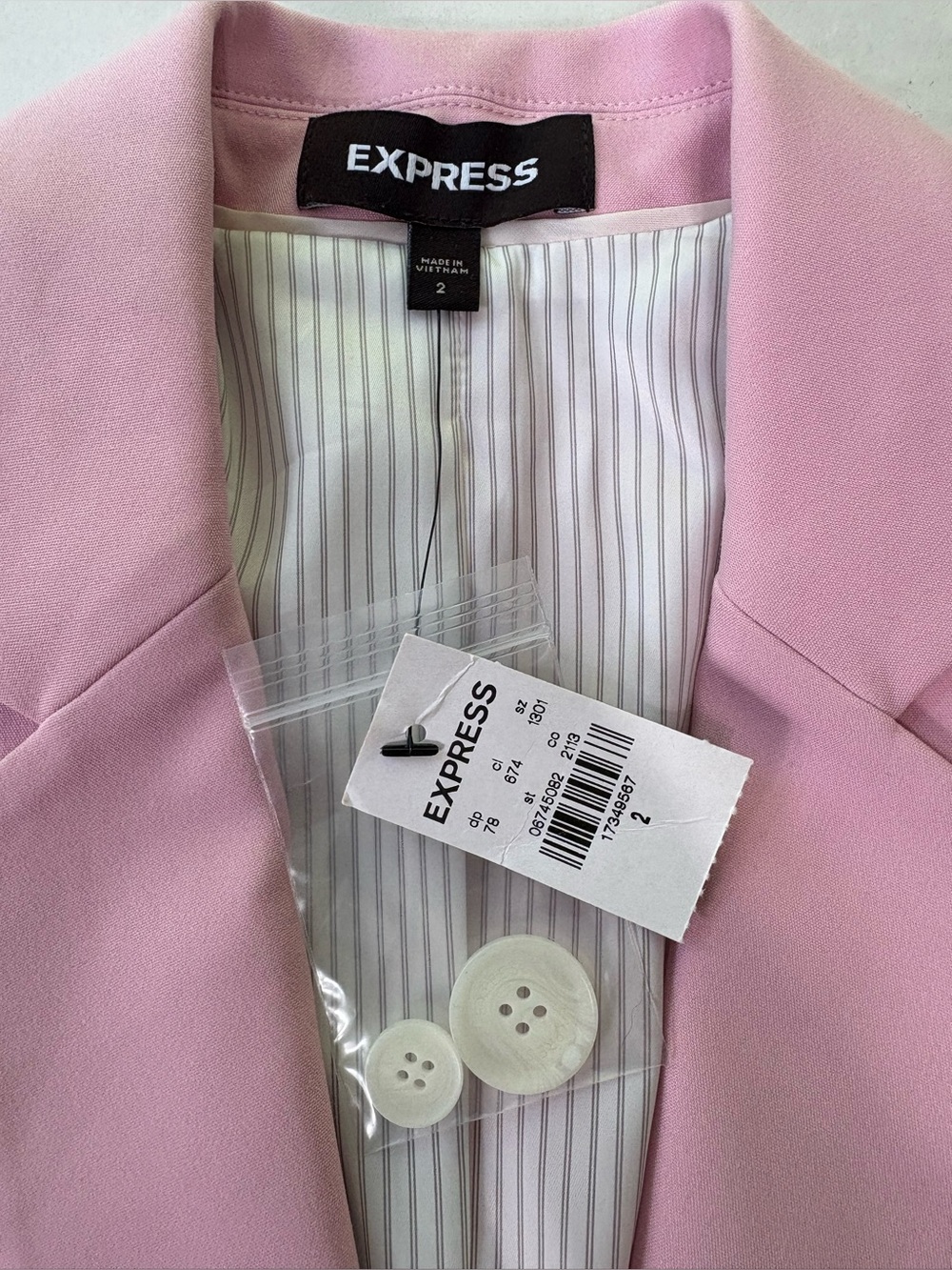 Express Pink One Button Blazer Womens Size 2 Career Office Barbiecore NWT - Picture 9 of 16